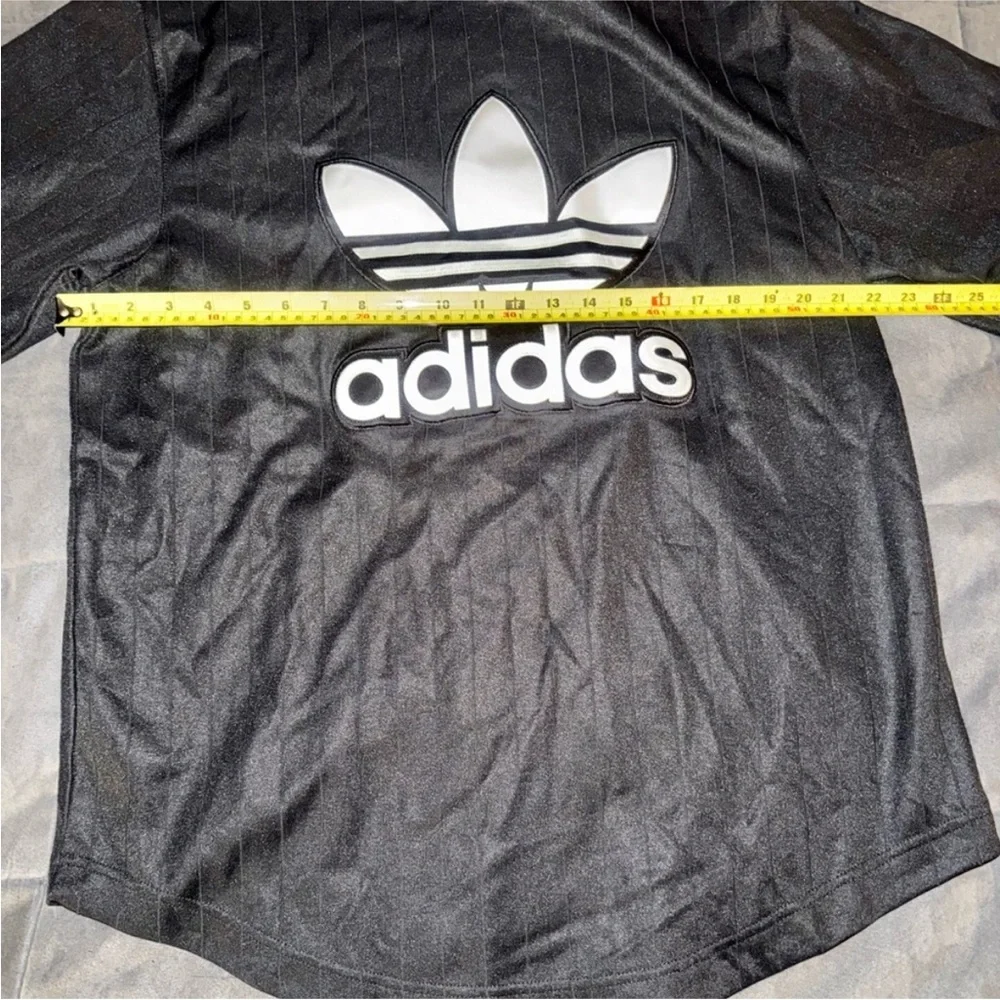 adidas Black Short Sleeve Button-Up Jersey with White Trefoil Logo - Picture 5 of 9